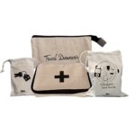 Arka Home Products Travel Essentails Set (Set of 4) Bags and organizers. First-Aid, Travel Documents Pouch, Keys and Gadgets Bag. Off-White
