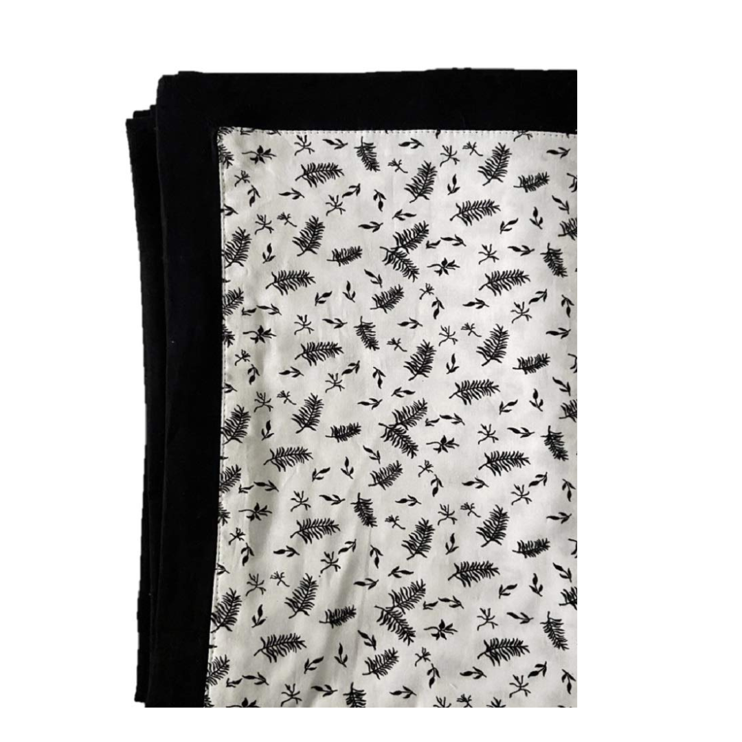 Untitled design (79) Arka Home Products 100% Pure Cotton Printed Dohar - Comforter Reversible Double-Layered (Single, White Base with Black Leaves)