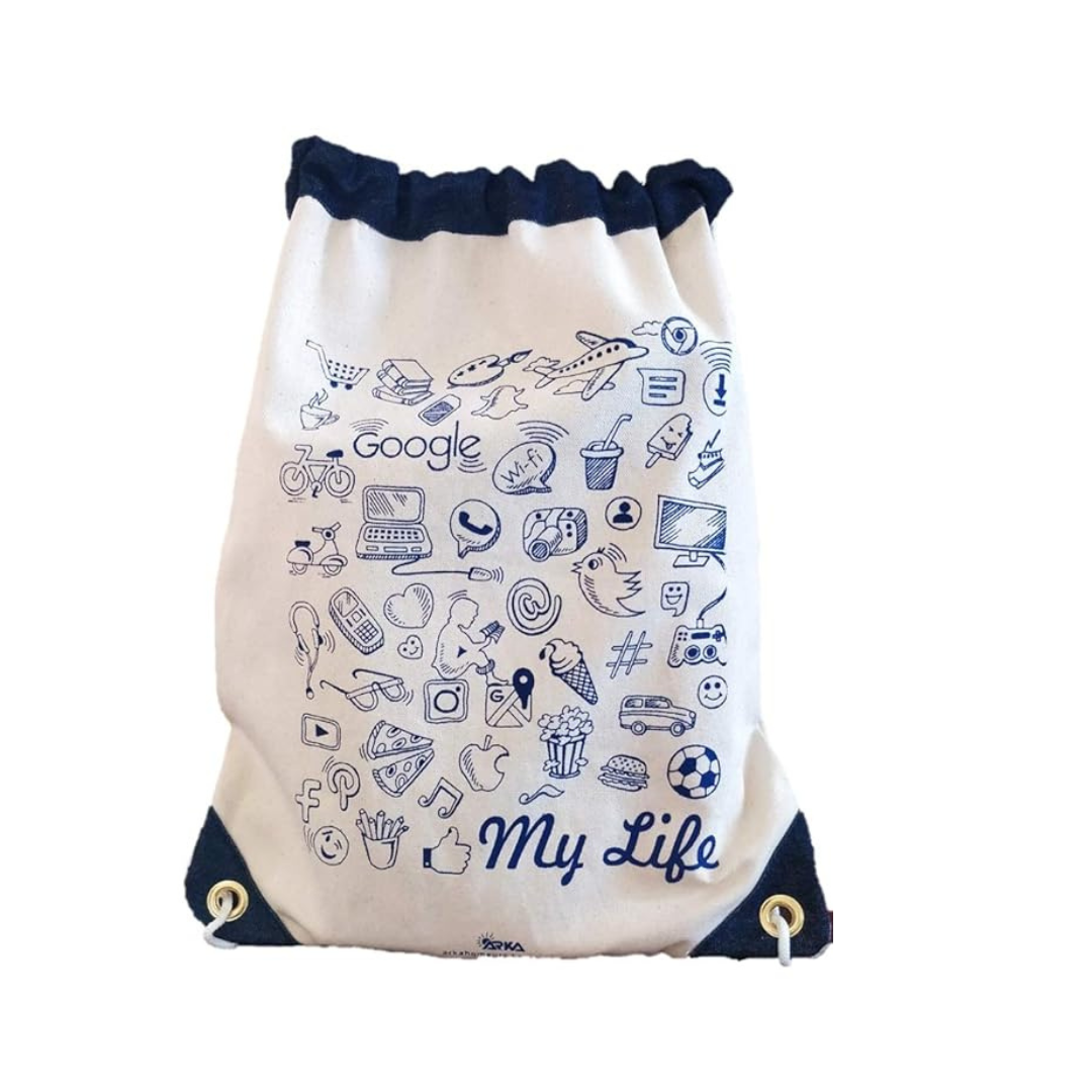 Untitled design (80) Arka My Life BackPack 100% Cotton Canvas