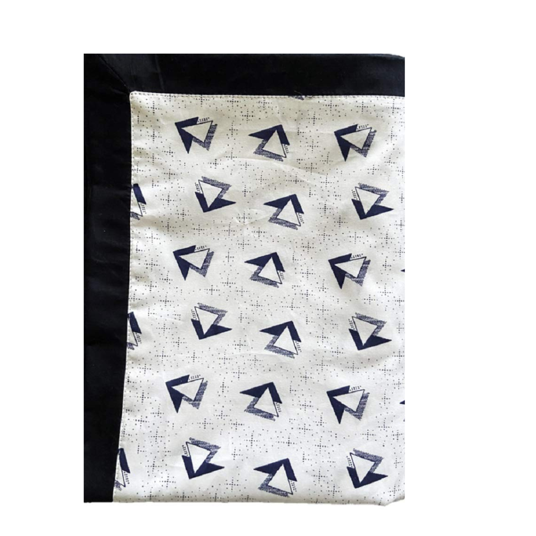 Untitled design (86) Arka Home Products 100% Pure Cotton Printed Dohar - Comforter Reversible Double-Layered (Double, White Base with Blue Triangles)
